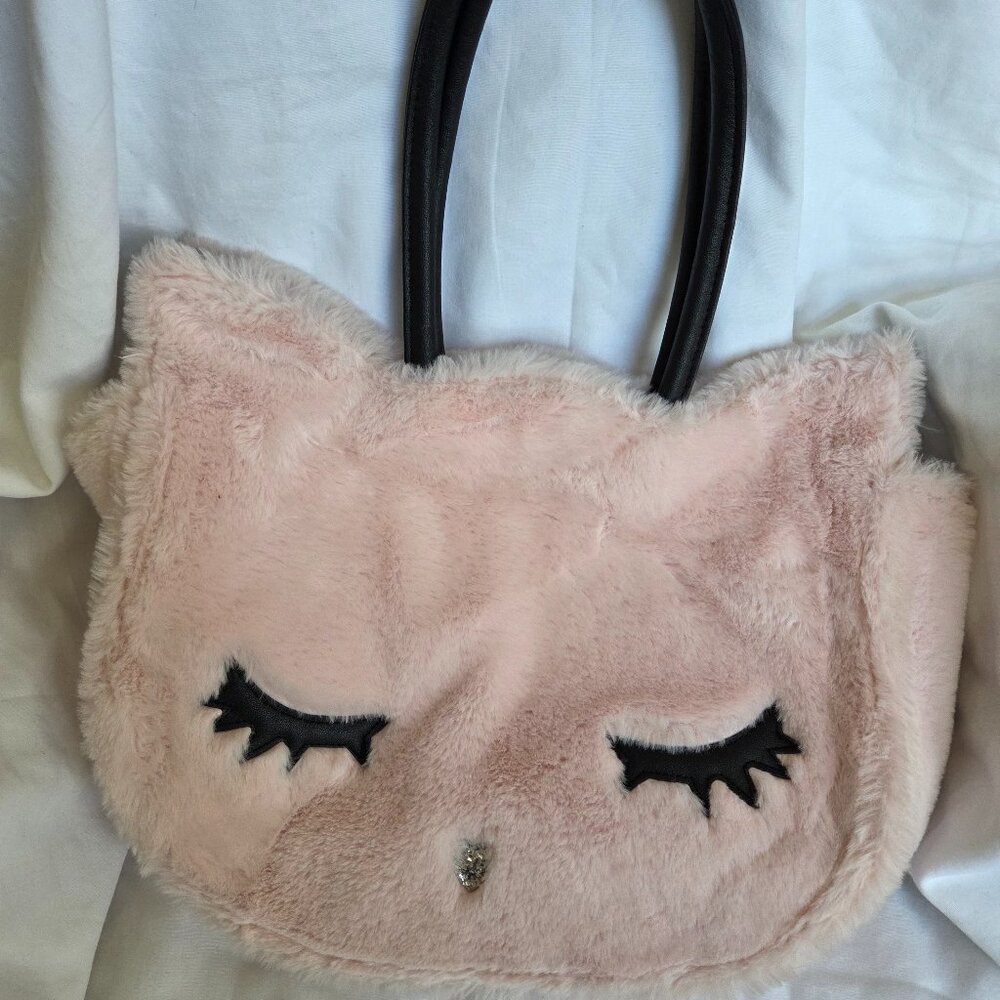 NWOT Luv Betsey Betsey Johnson  Furry Large Cat Face Sequin